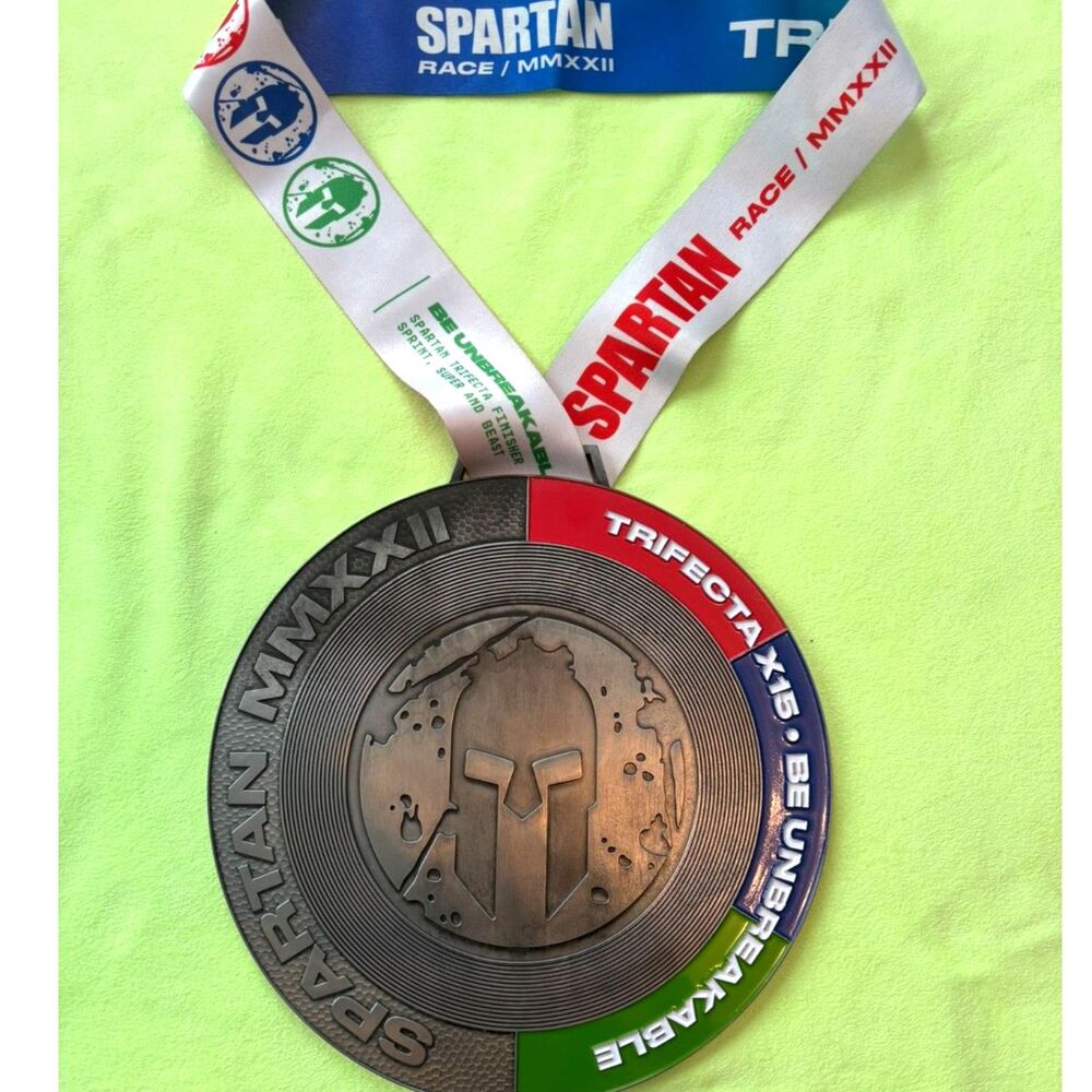 2022 Spartan Trifecta X15 Multi-Trifecta Medal with Original Ribbon MMXXII